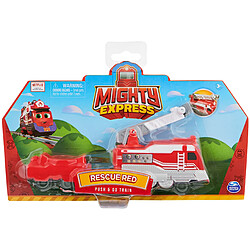 Mighty Express Push-and-Go Zug Roter Retter mit Güterwaggon, Spielfahrzeug