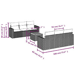 Avis vidaXL Salon de jardin 7 pcs avec coussins noir résine tressée