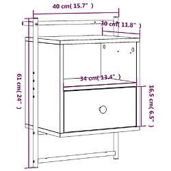 vidaXL Table de chevet murale 2 pcs sonoma gris 40x30x61 cm pas cher