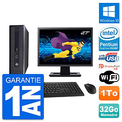 PC HP 600 G1 SFF Ecran 27" Intel G3220 RAM 32Go Disque 1To Windows 10 Wifi · Occasion 