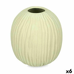 Gift Decor Vase Vert Dolomite 15 x 18 x 15 cm (6 Unités) Sphère Rayures