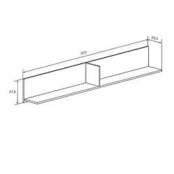 Pegane Etagère murale coloris Chêne cambrian/blanc - Longueur 202 x profondeur 23,3 x hauteur 27,9 cm