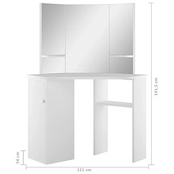 vidaXL Coiffeuse d'angle Table de maquillage cosmétique Blanc pas cher