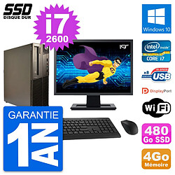 PC Lenovo M82 SFF Ecran 19" Intel Core i7-2600 RAM 4Go SSD 480Go Windows 10 Wifi · Occasion 