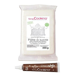 Scrapcooking Pâte à sucre blanche 500 g + 1 Stylo chocolat 