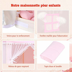 Avis Decoshop26 Tente de jeu enfant château intérieur cadre en bois couverture en coton rose 20_0001279