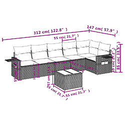 Avis vidaXL Salon de jardin avec coussins 7 pcs gris résine tressée