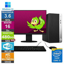 HP ProDesk 400 G5 MT i3-8100 3.60GHz 16Go/480Go SSD Wifi W11 + Ecran 27