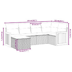 Avis vidaXL Salon de jardin avec coussins 6 pcs beige résine tressée