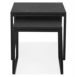 Mes Lot de 2 tables gigognes 50 et 40 cm décor chêne noir et métal noir