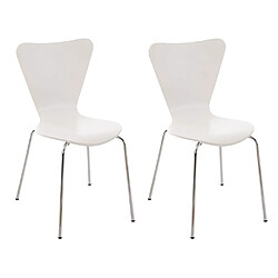 Decoshop26 Lot de 2 chaises de séjour bureau en bois blanc et métal CDS10007 