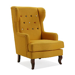 Versa Fauteuil pour salon ou chambre, Canapé confortable Botones 68x62x103cm,Coton et bois, Jaune