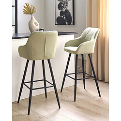 Beliani Tabouret de bar Set de 2 Tissu Vert clair DARIEN