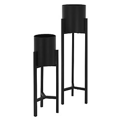 ML-Design Set 2x Supports pour Fleurs Noir, 18x18x56/20x20x76 cm, Métal, Pots de Fleurs Surélevé 2-TLG, Moderne, Résistant aux Intempéries, Porte-Fleurs Déco, Étagère Plantes pour Intérieur/Extérieur 