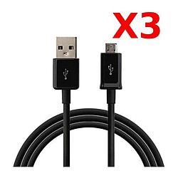 Little Boutik X3 Câble Micro USB Synchro Charge Universel pour Samsung Sony Wiko LG HUAWEI PACK X3 Noir Couleur