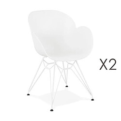 Mes Lot de 2 fauteuils design blanc piétement métal blanc - UMILA 