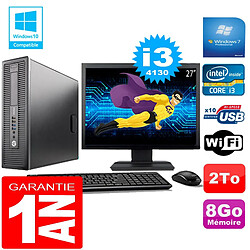 PC HP EliteDesk 800 G1 SFF Core I3-4130 8Go Disque 2 To Wifi W7 Ecran 27" · Occasion 