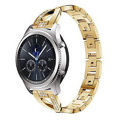 Wewoo Bracelet pour montre connectée Samsung GearS3 / Ticwatch Pro / HUAWEI GT Universel 22mm Diamant Métal doré 