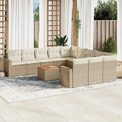 Maison Chic Salon de jardin avec coussins 12 pcs, Ensemble Tables et chaises de jardin, beige résine tressée -GKD722552