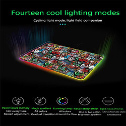 Acheter Universal 300 * 800 Graffiti Magic Couleur Tissu en caoutchouc non coulissant RVB Gaming Mouse Pad Lampe LED Table Mouse Pad Large Mouse Pad