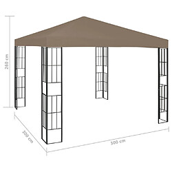 vidaXL Belvédère 3x3 m Taupe pas cher