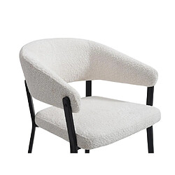 Vente-Unique Lot de 2 chaises avec accoudoirs en tissu bouclette et métal noir - Blanc - AVRELA pas cher