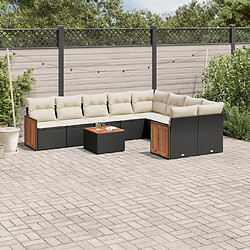 Maison Chic Salon de jardin 10 pcs avec coussins, Ensemble Tables et chaises d'extérieur noir résine tressée -GKD791668