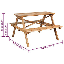 vidaXL Table de pique-nique 115x115x81 cm Bambou pas cher