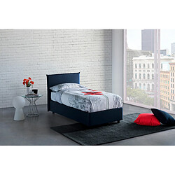 Autrement Talamo Italia Lit simple Anna avec conteneur, Made in Italy, en tissu amovible, 80x190 cm, avec ouverture latérale, Bleu, avec matelas inclus.