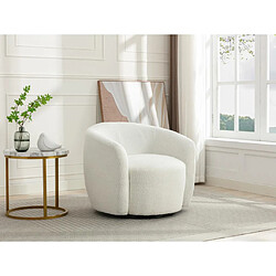 Vente-Unique Fauteuil pivotant en tissu bouclette blanc VEREIDE 