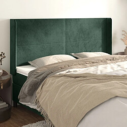 Maison Chic Tête de lit scandinave avec oreilles,meuble de chambre Vert foncé 203x16x118/128 cm Velours -MN20953