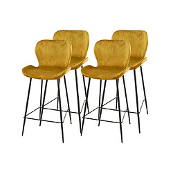 Lisa Design Basti - lot de 4 tabourets de bar - en velours doré