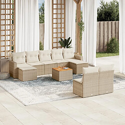 vidaXL Salon de jardin avec coussins 10 pcs beige résine tressée