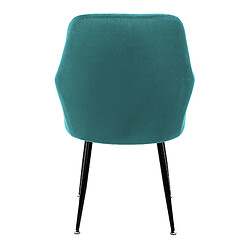 Acheter Chaises de salle à manger avec dossier & accoudoirs Lot de 2 Turquoise Revêtement velours avec pieds métal ML-Design