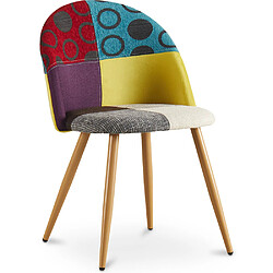 ICONIK INTERIOR Chaise de salle à manger tapissée en patchwork - Style scandinave - Ray Multicolore