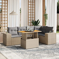 vidaXL Salon de jardin avec coussins 6 pcs beige résine tressée