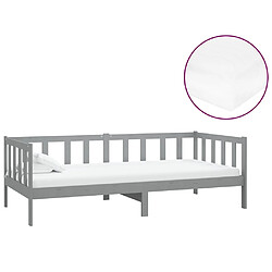 Maison Chic Lit de jour avec matelas, Lit de repos Lit d'invité pour Salon Chambre,Canapé-lit 90x200 cm Gris Bois de pin massif -MN20351