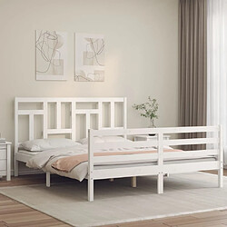 Maison Chic Cadre/structure de lit avec tête de lit pour adulte - Lit Moderne Chambre blanc King Size bois massif -MN64269