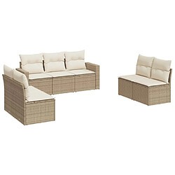 vidaXL Salon de jardin avec coussins 7 pcs beige résine tressée