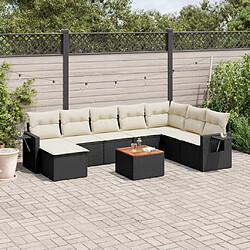 Maison Chic Ensemble Tables et chaises d'extérieur 9 pcs avec coussins,Salon de jardin noir résine tressée -GKD856733