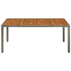 Avis Maison Chic Table de jardin | Table d'extérieur dessus en bois Gris 190x90x75 cm Résine tressée -GKD81725