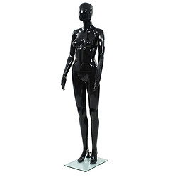 vidaXL Mannequin femme corps complet base verre Noir brillant 175 cm