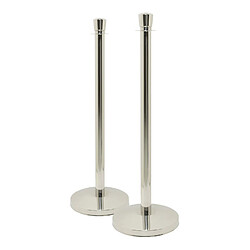 Securit75 Lot de 2 poteaux d'accueil Classique -Acier Inoxydable - Ensemble pied + socle - 1 m - Securit