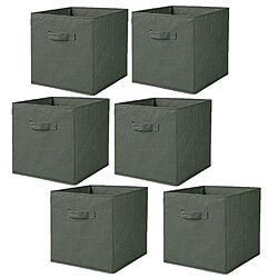 Toilinux Lot de 6 cubes de rangement pliables en tissus avec poignée - 30x30x30cm - Vert Romarin Toilinux - Lot de 6 cubes de rangement pliables en tissus avec poignée - 30x30x30cm - Vert Romarin - Design