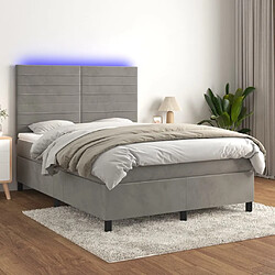 Sommier à lattes LED,Cadre à lattes de lit avec matelas pour Adulte Gris clair 140x190 cm -MN20373