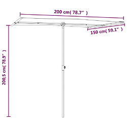 vidaXL Parasol de jardin avec mât en aluminium 2x1,5 m Blanc sable pas cher