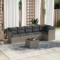 vidaXL Salon de jardin avec coussins 7 pcs gris résine tressée 