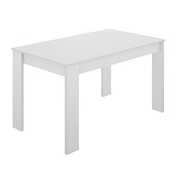 Pegane Table à manger rectangulaire en panneaux de particules mélaminés coloris blanc - Longueur 139 x Profondeur 81 x Hauteur 77 cm