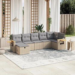 vidaXL Salon de jardin avec coussins 7pcs mélange beige résine tressée