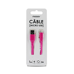 MOOOV Câble micro USB Neon /USB-A plat 1 m - rose